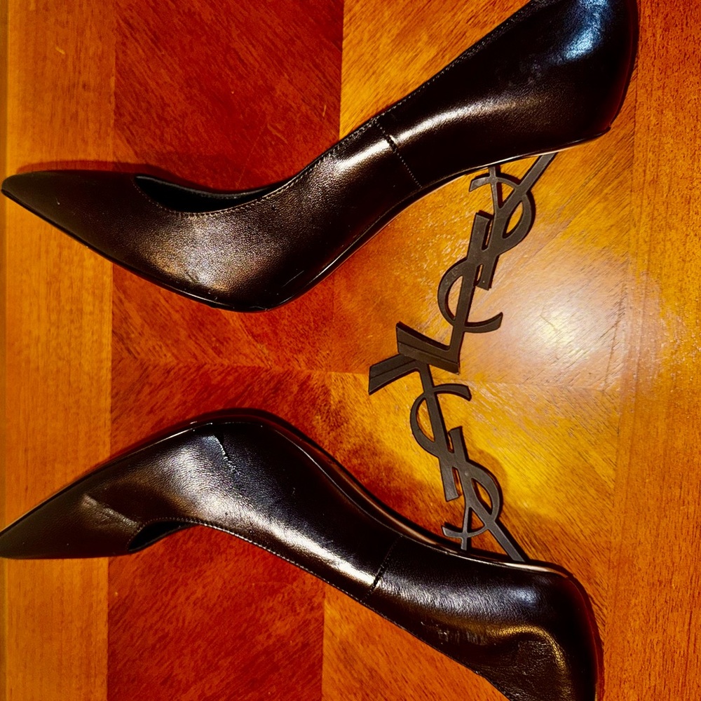 NEW! SAINT LAURENT Patent Leather Opyum Pumps 110–BLACK EUR Size 39 - Picture 4 of 7
